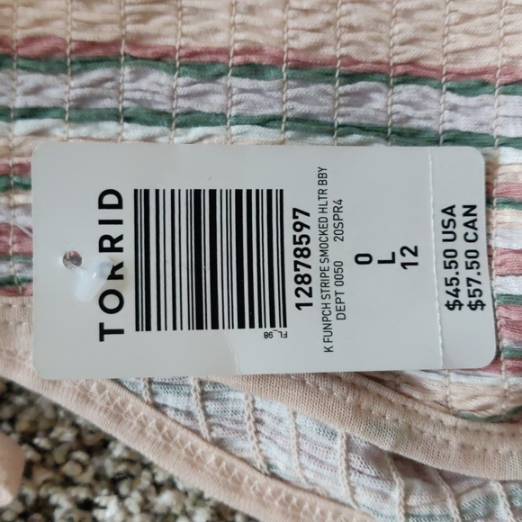 Torrid NWT Multi Stripe Jersey Stripe High Neck Baby Doll Top - Picture 13 of 13